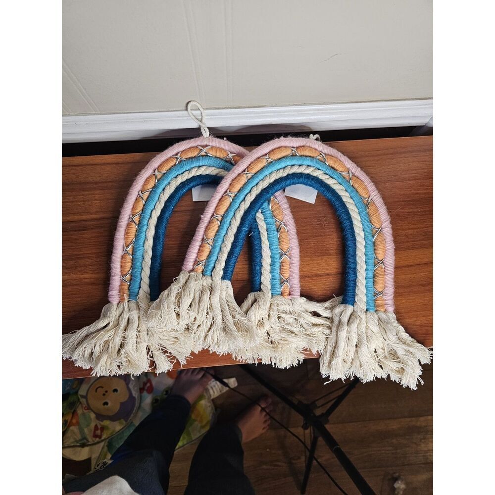 Rainbow Macrame Tapestry Wall Hanging Home Decor Boho Girls Room